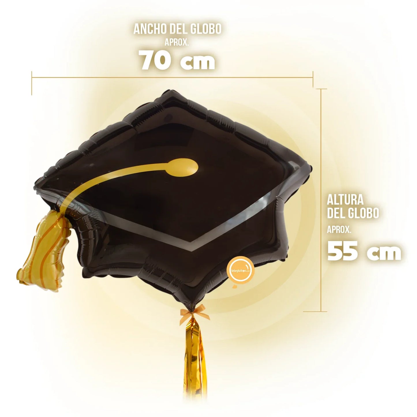 Globo Metálico Super Shape de 28" - Black Grad Cap (Birrete de graduación)