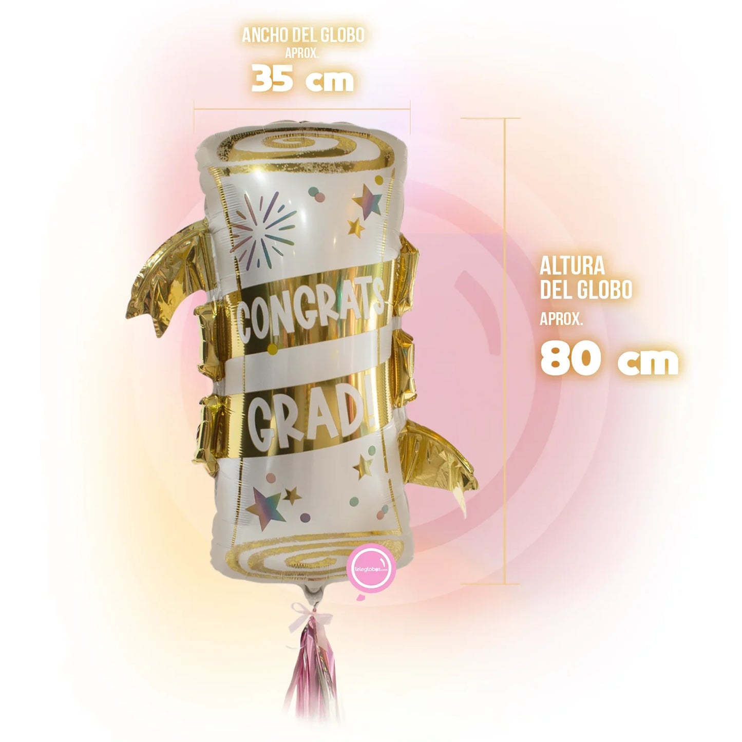 Globo Metálico Super Shape de 28" - Diploma Grad Party