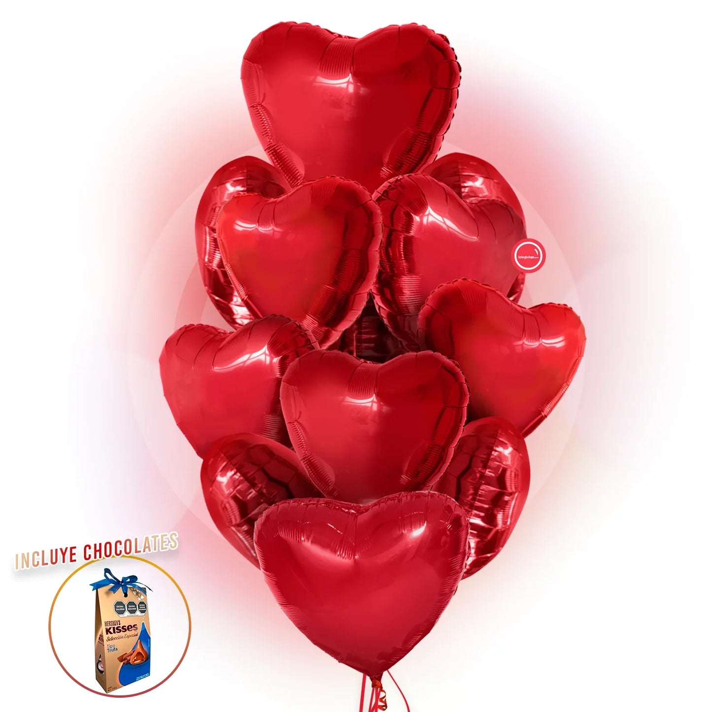 Docena de Globos de Corazón Rojo con Helio - Florerias cerca de mi