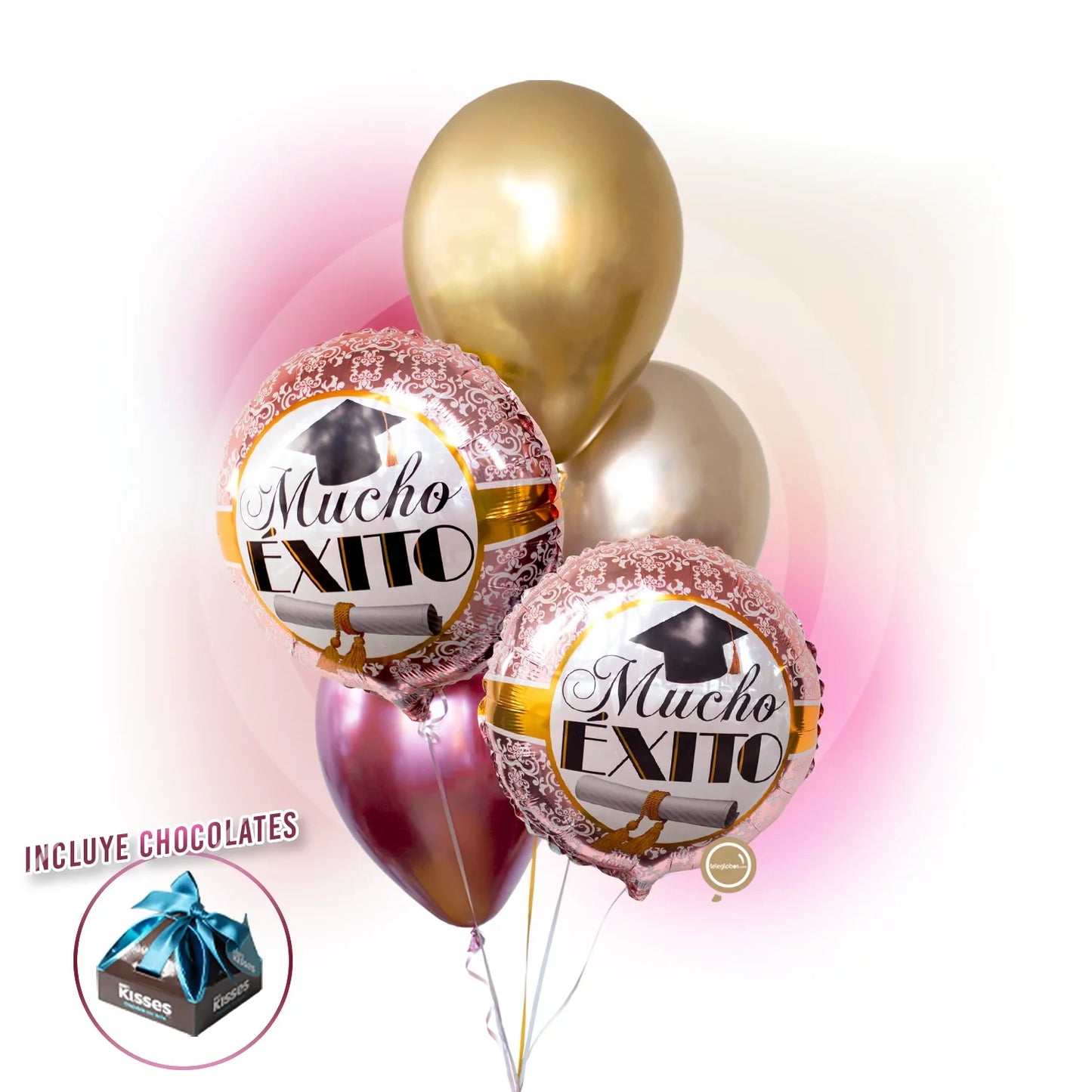 Bouquet de Globos para Graduación - Mucho Éxito - Pink Grad