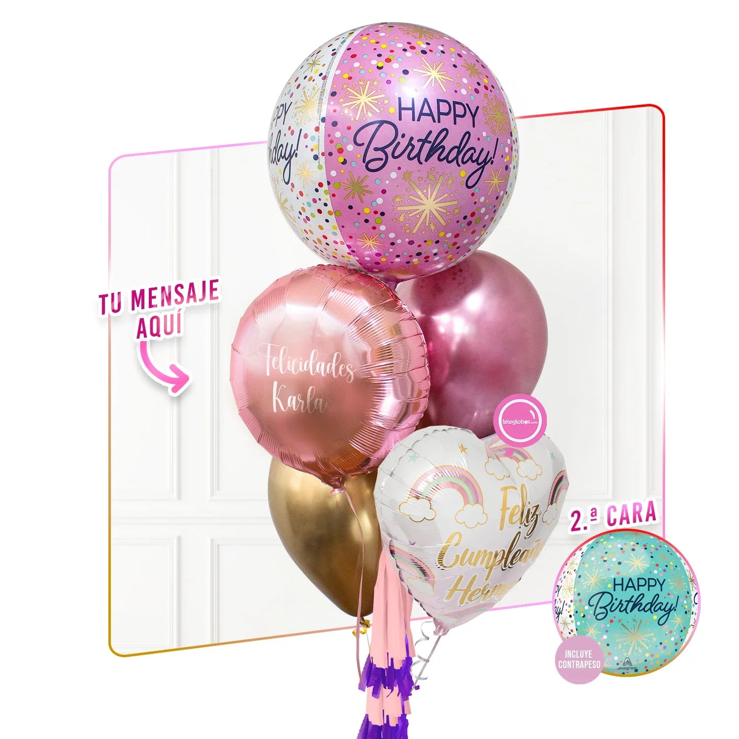 Bunch de Globos con Helio personalizado - Stars Birthday -
