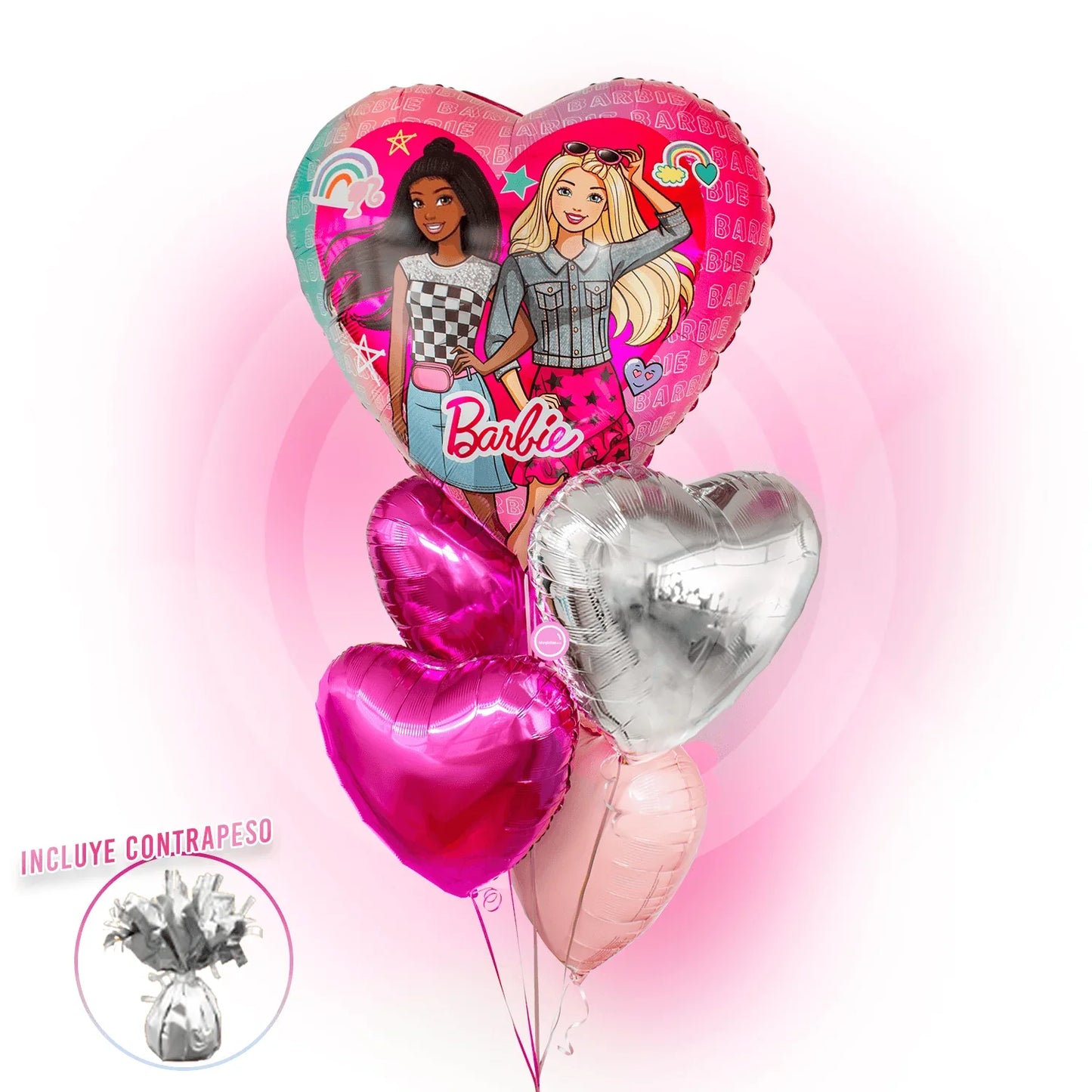 Bunch de Globos Inflados con Helio -Barbie Fashion-