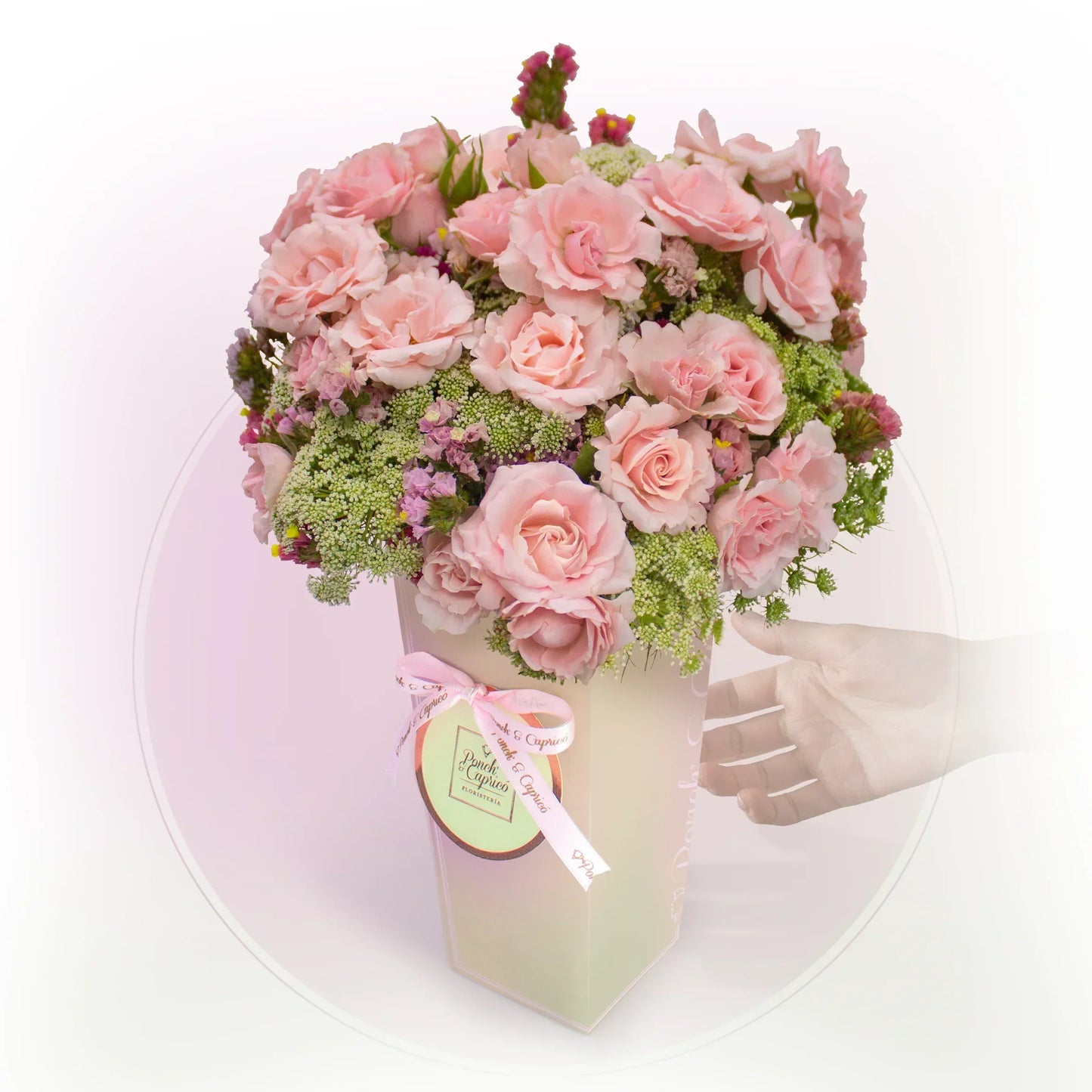 Peluche Unicornio con Arreglo Floral de Mini Rosas