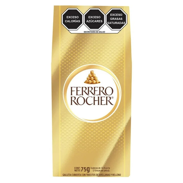 Chocolates Ferrero Rocher - 6 Unidades. 76 gramos