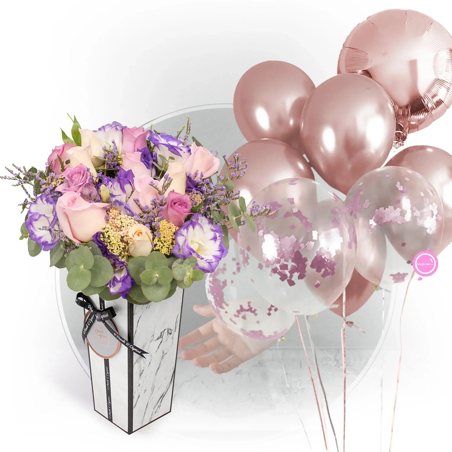 Arreglo de Rosas y Lisianthus - Mix Lila - MIL001