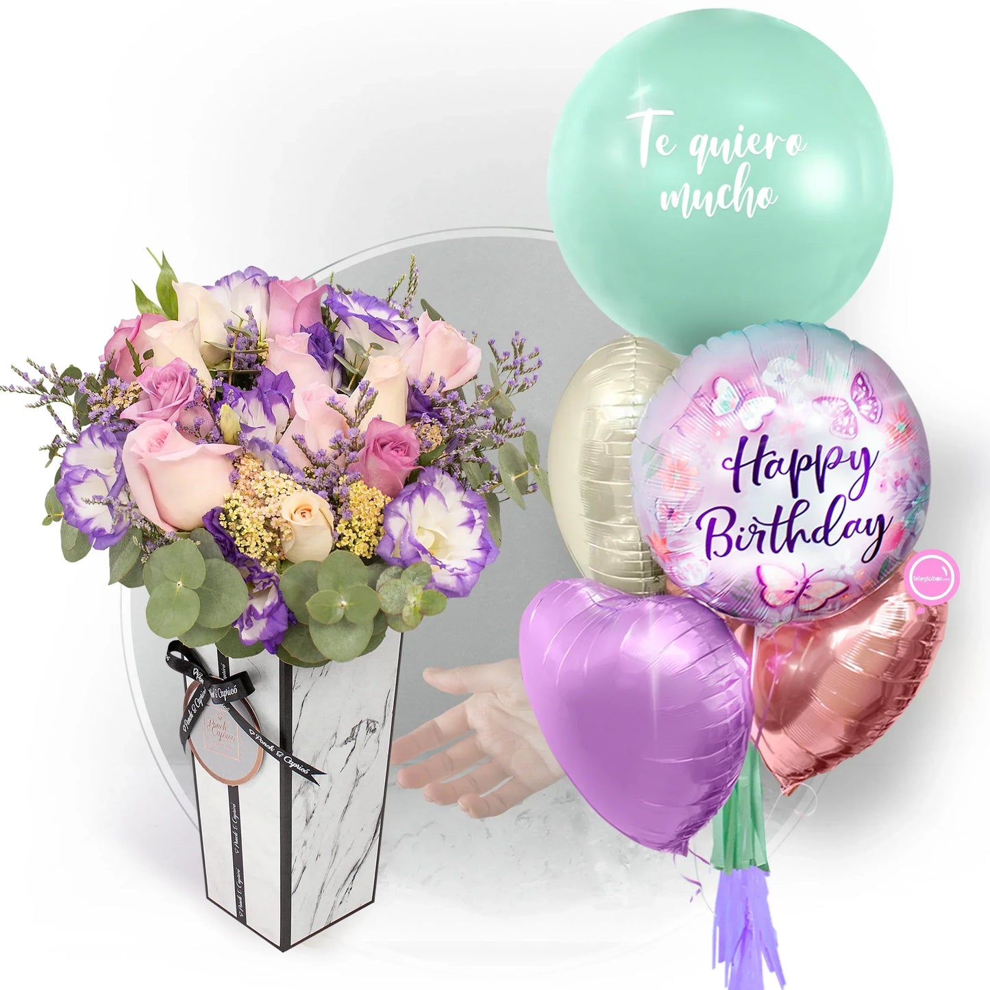 玫瑰和洋桔梗的布置 - 混合丁香 - MIL001