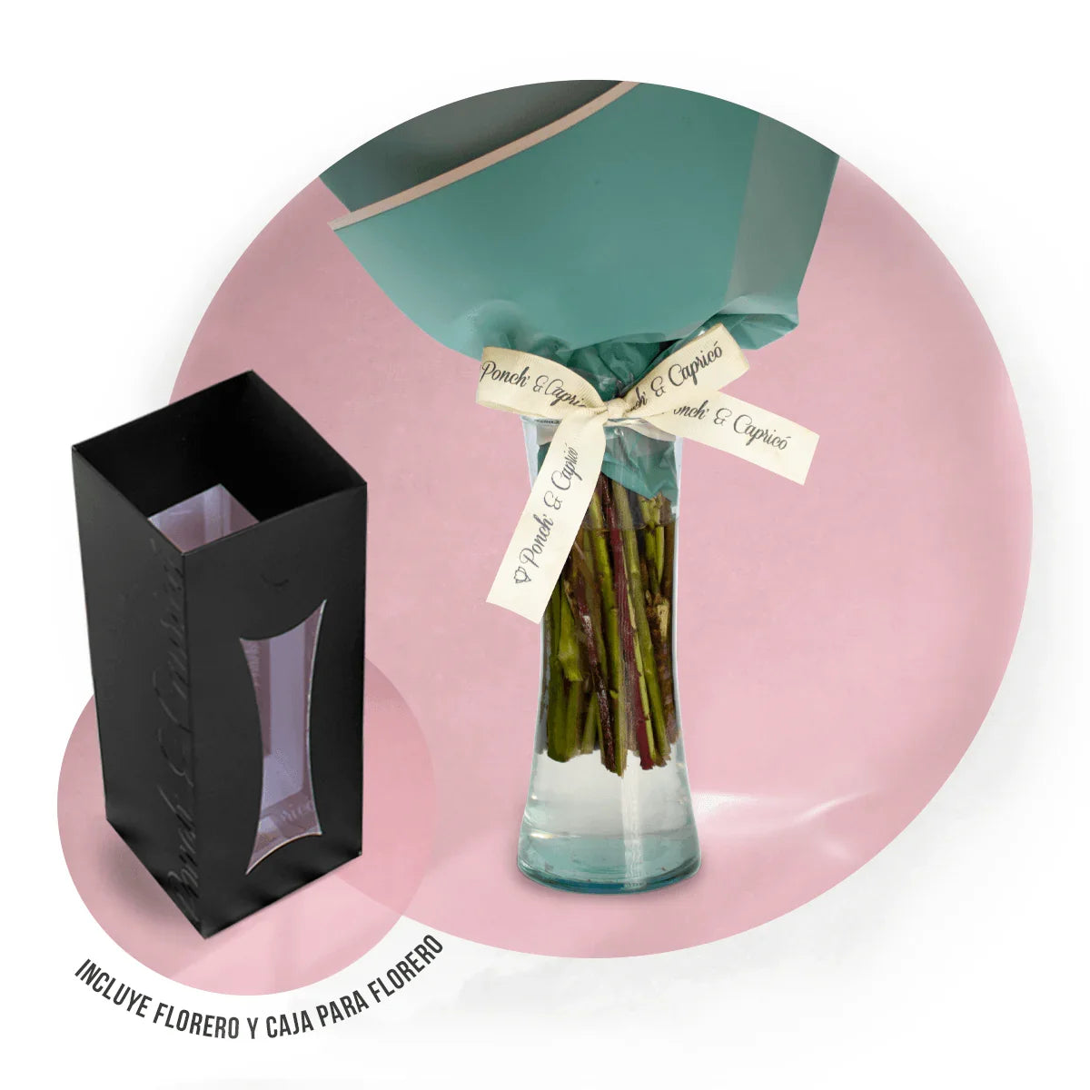 Ramillete de Rosas Mix, Gerbera Amarilla, Lillies Vino, Boca de Dragón y Dólar Negro Preservado - PRAM053 -