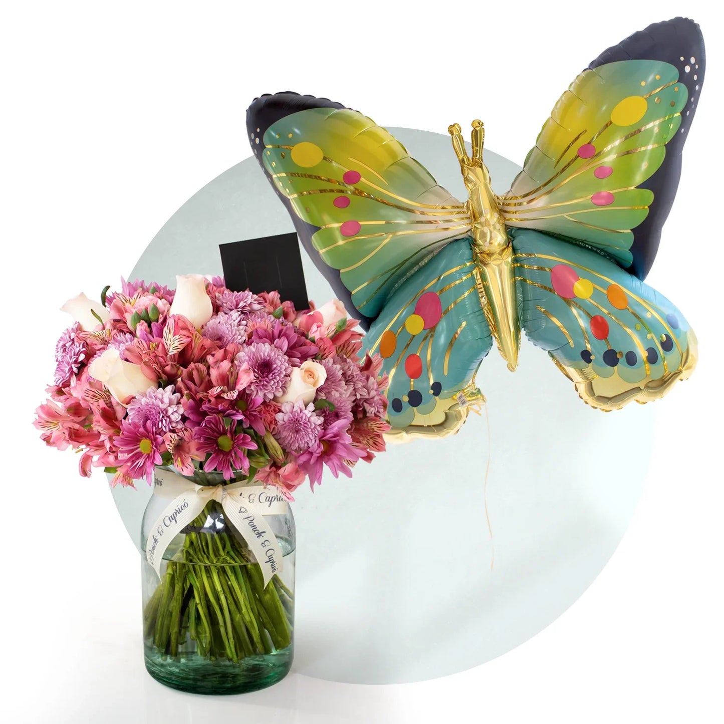 Arreglo floral de Rosas, Margaritas y Alstromelias -GI002-