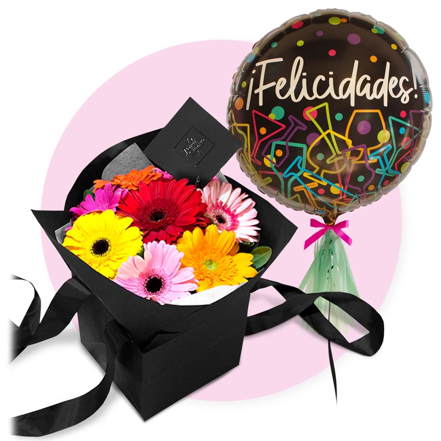 Color Gerberas Bouquet -mix Alegre- 8 Gerberas -<br53>-