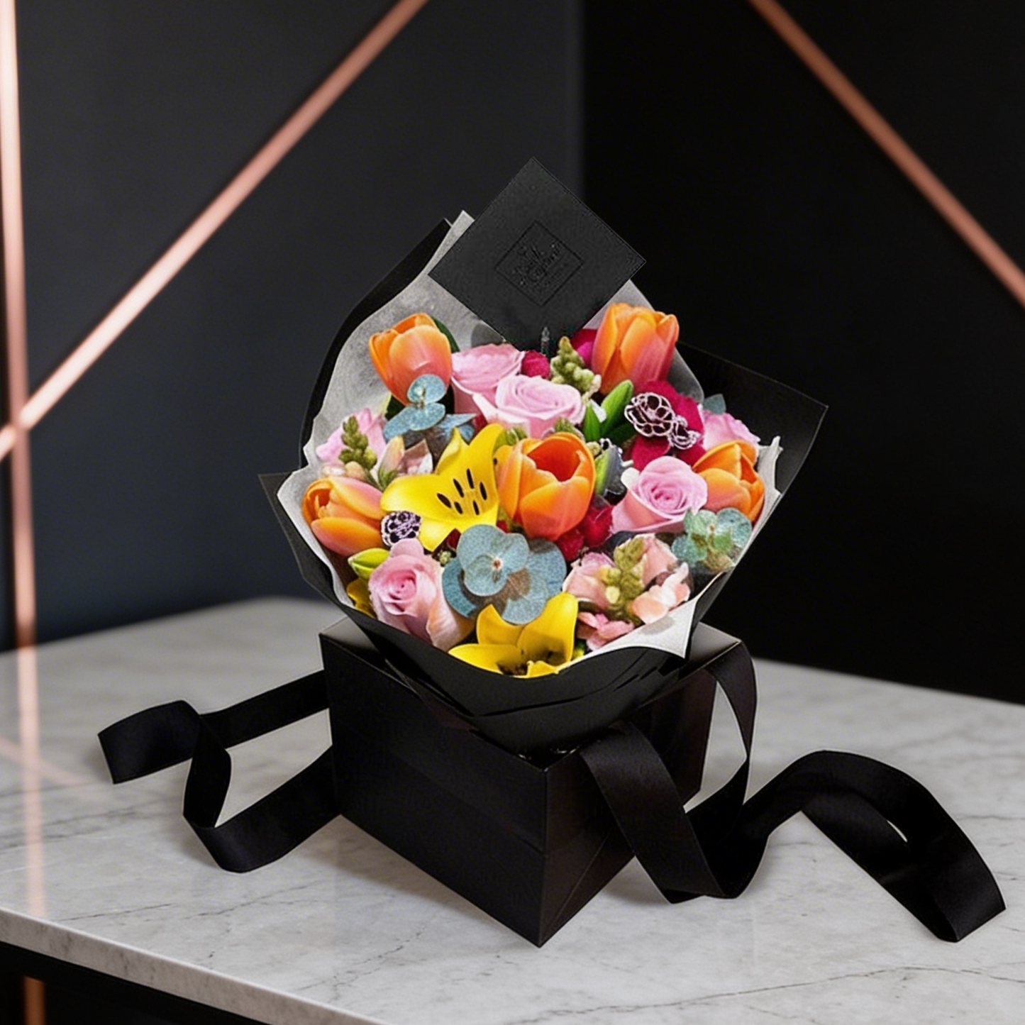 Bouquet de Tulipanes, Lillies, Rosas y Mini Rosas