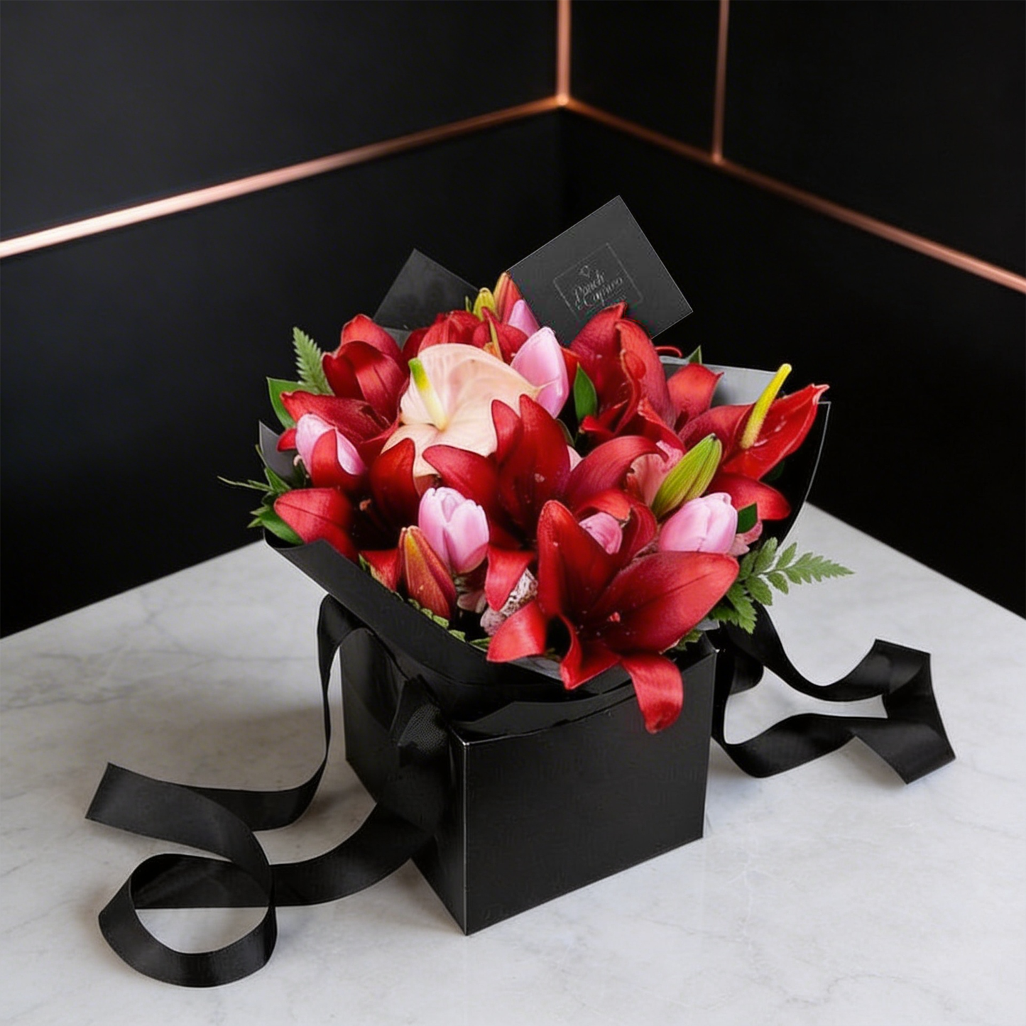 Tulipanes, Lillies y Anturios. Floreria Ponch y Caprico.