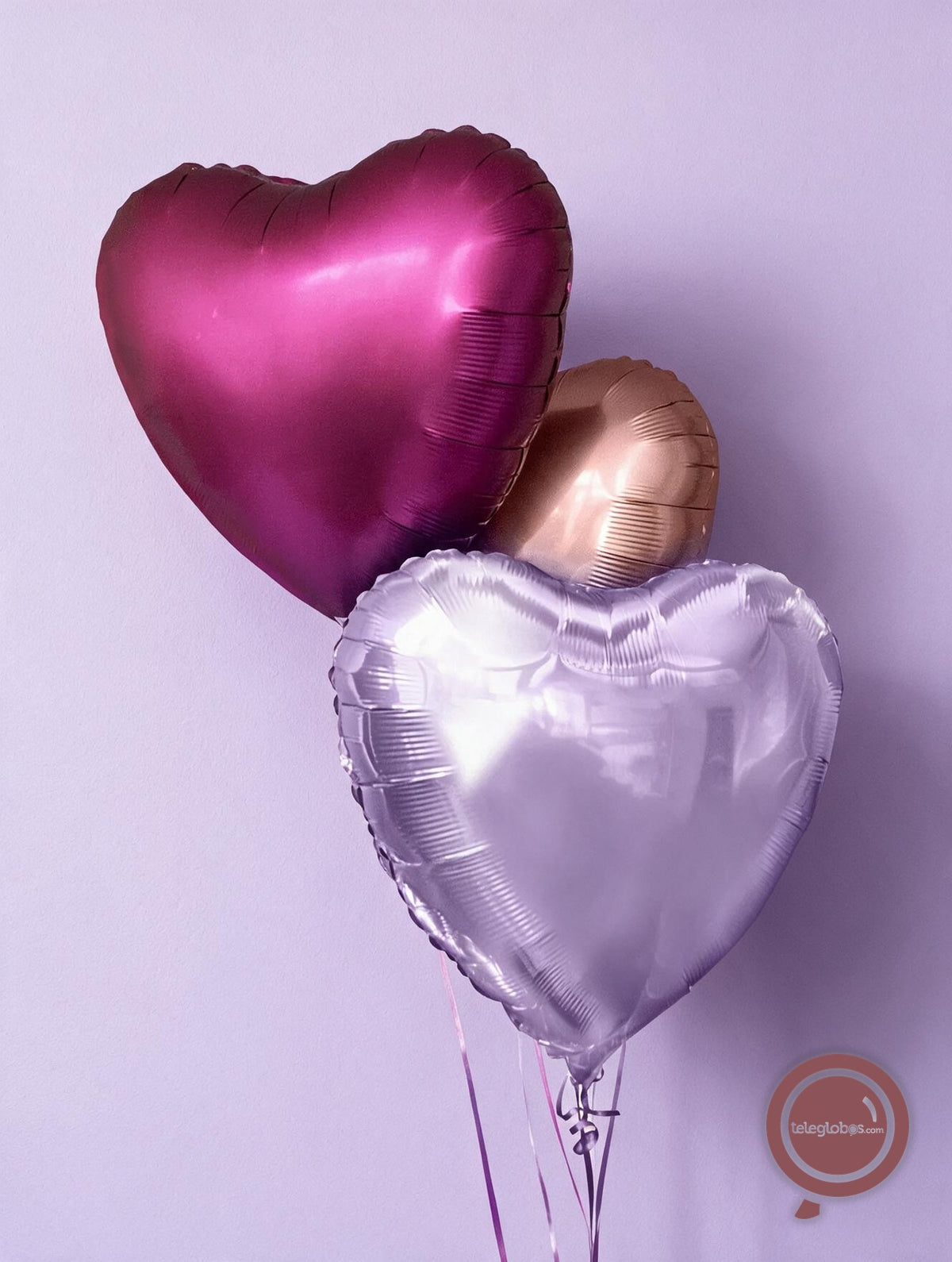 Bouquet de Globos de Corazones Pasteles - Purple Rain Hearts