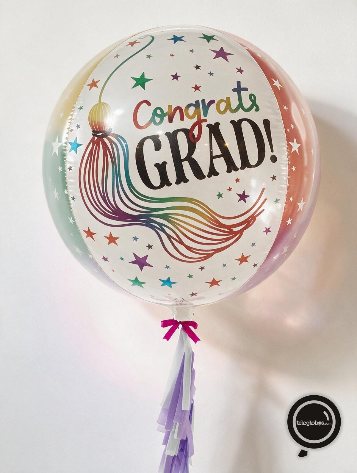 Globo ORBZ de 15" - Congrats Grad - Estrellas Multicolor