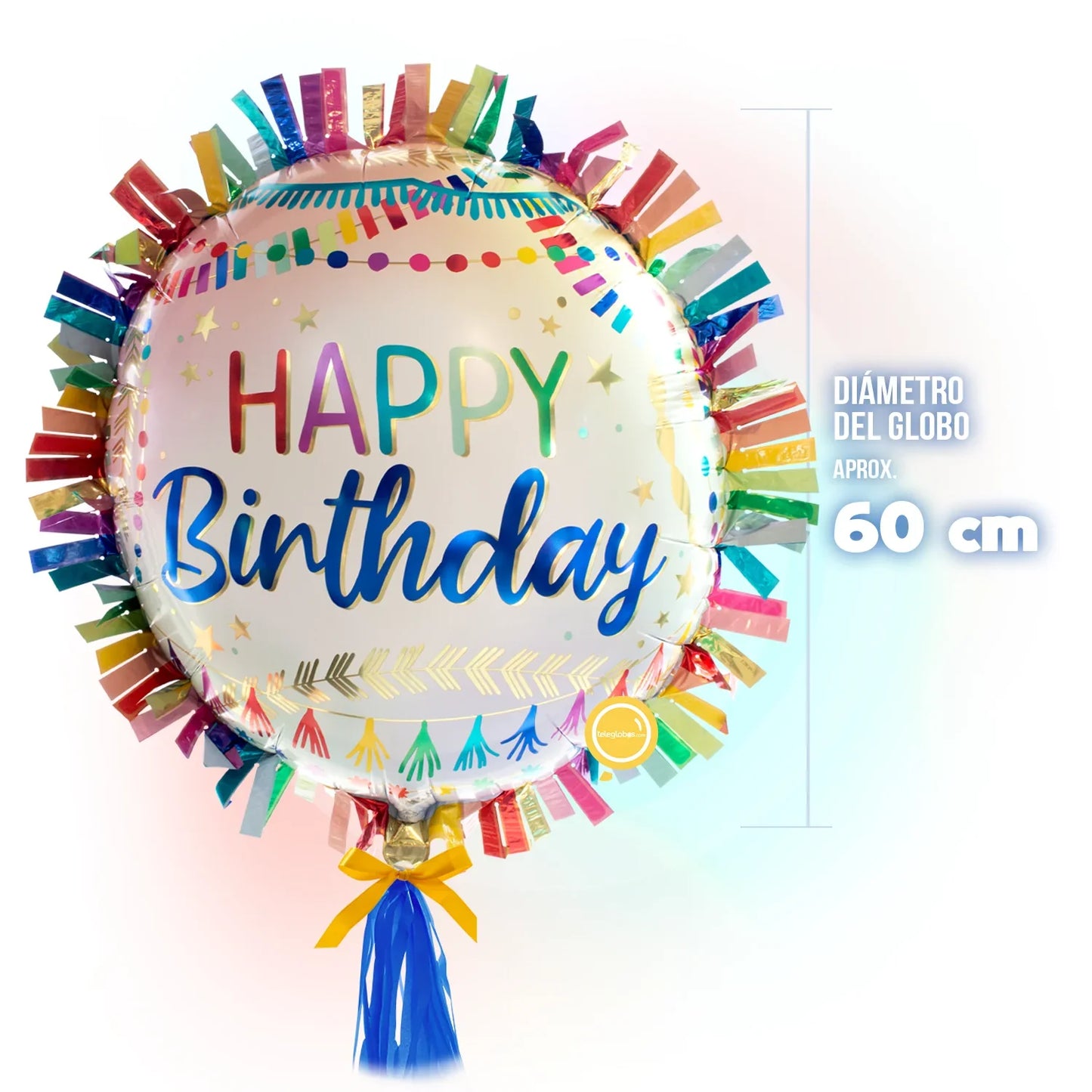 Globo Metálico SuperShape de 24" - Happy Birthday Streamers Fringe