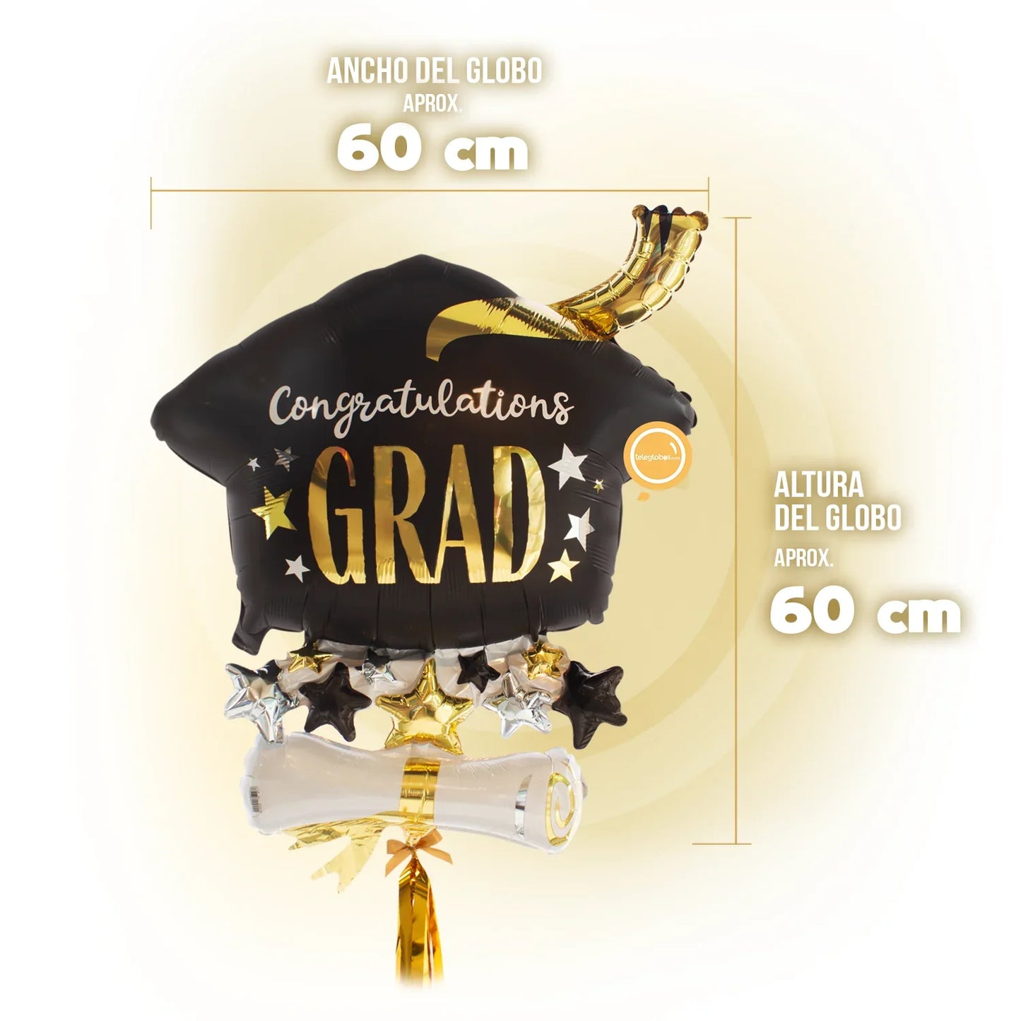 Globo Metálico Super Shape de 25" - Diploma Congrats Grad