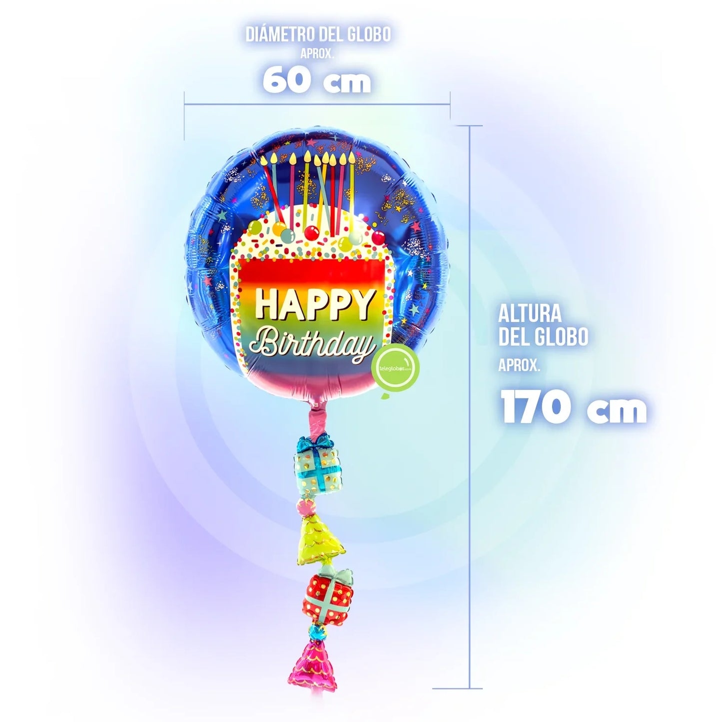Globo Metálico Airwalker - Rainbow Slice Happy Birthday