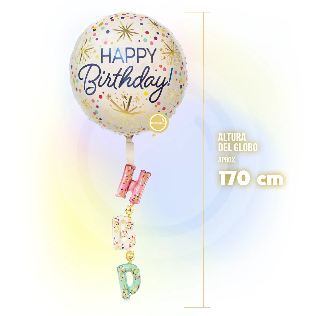 Rosas y Lisianthus en Caja con Globo Gigante de Happy Birthday | SET144