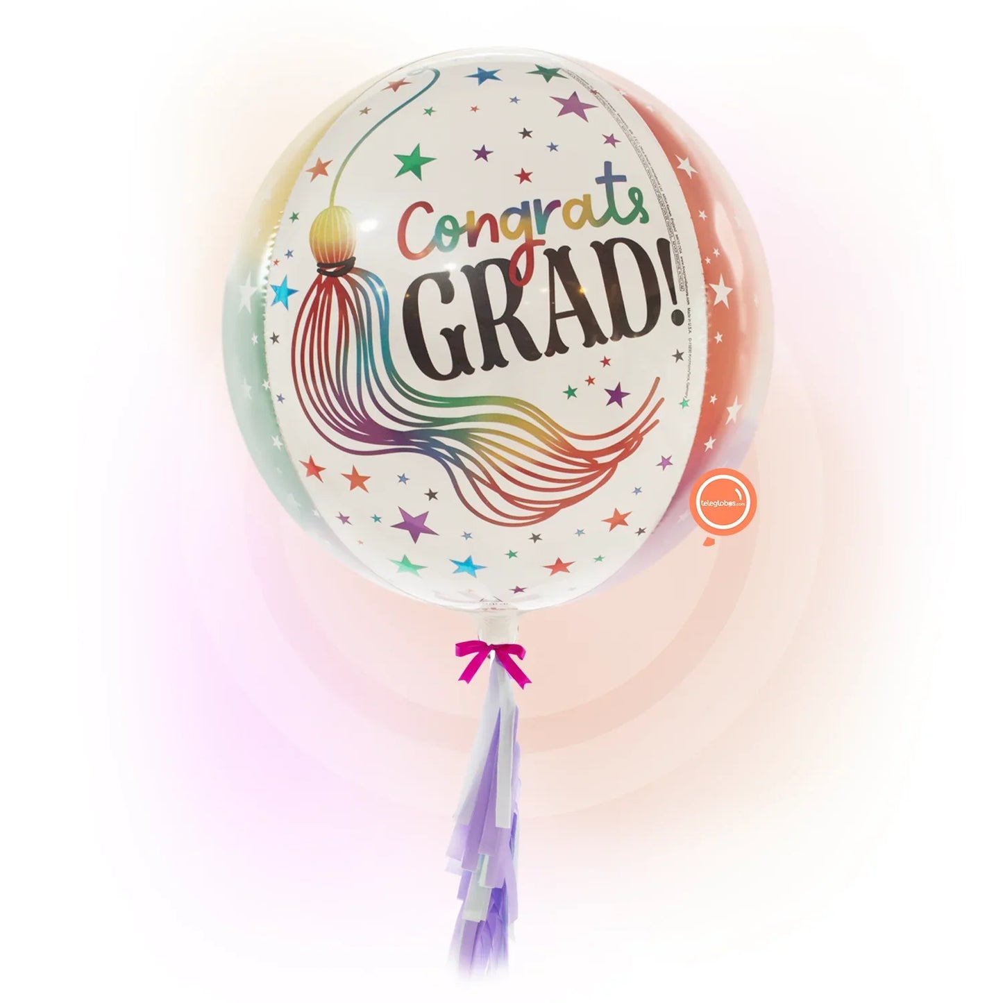 Globo ORBZ de 15" - Congrats Grad - Estrellas Multicolor