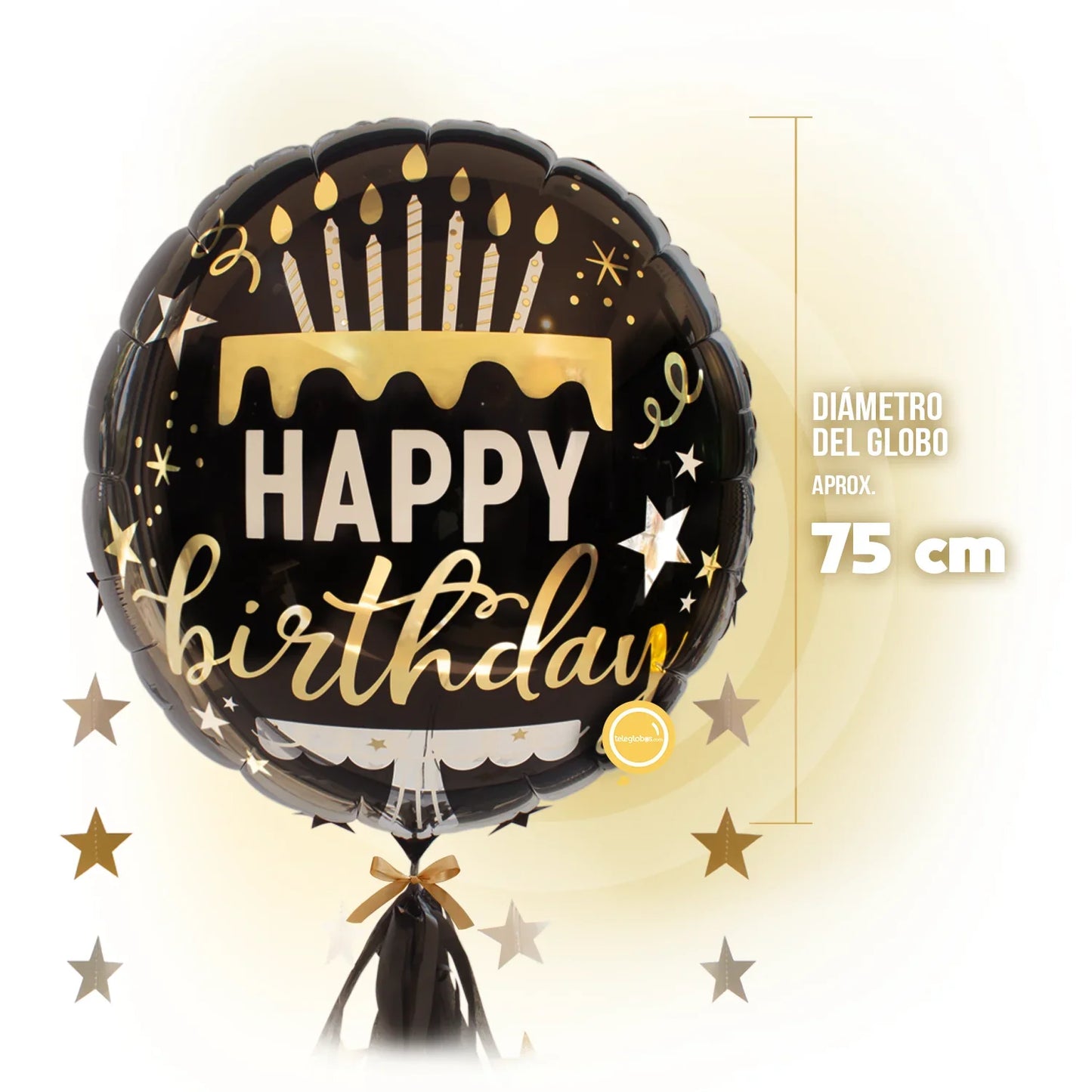 Globo Metálico Drop A Line de 30" - Happy Birthday Stars
