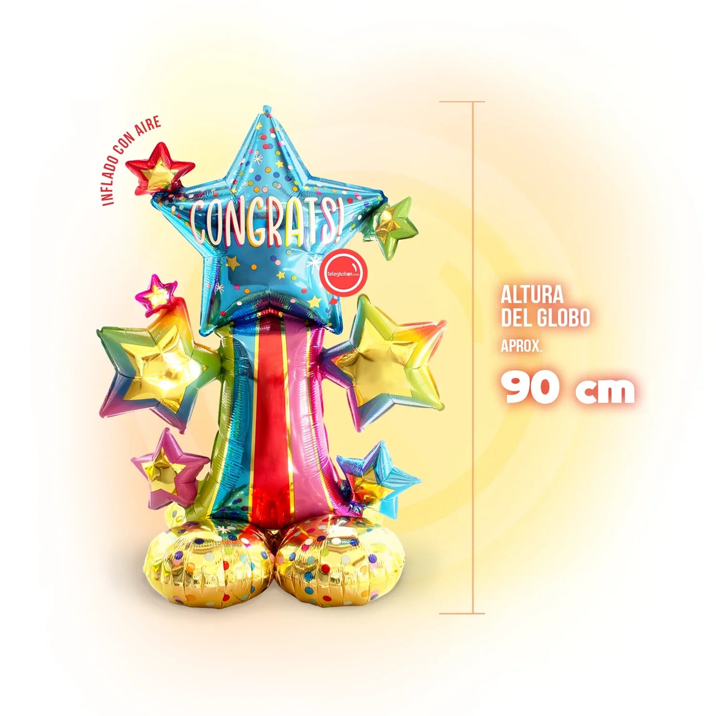 Airloonz Junior Metallic Balloon 36" - Congrats Colorful Star