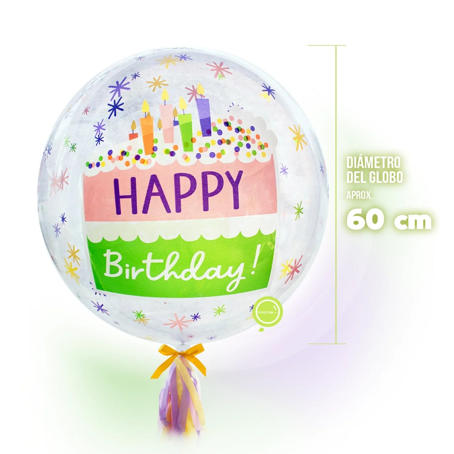 Globo Burbuja de 24" - Happy Birthday Cake Slice