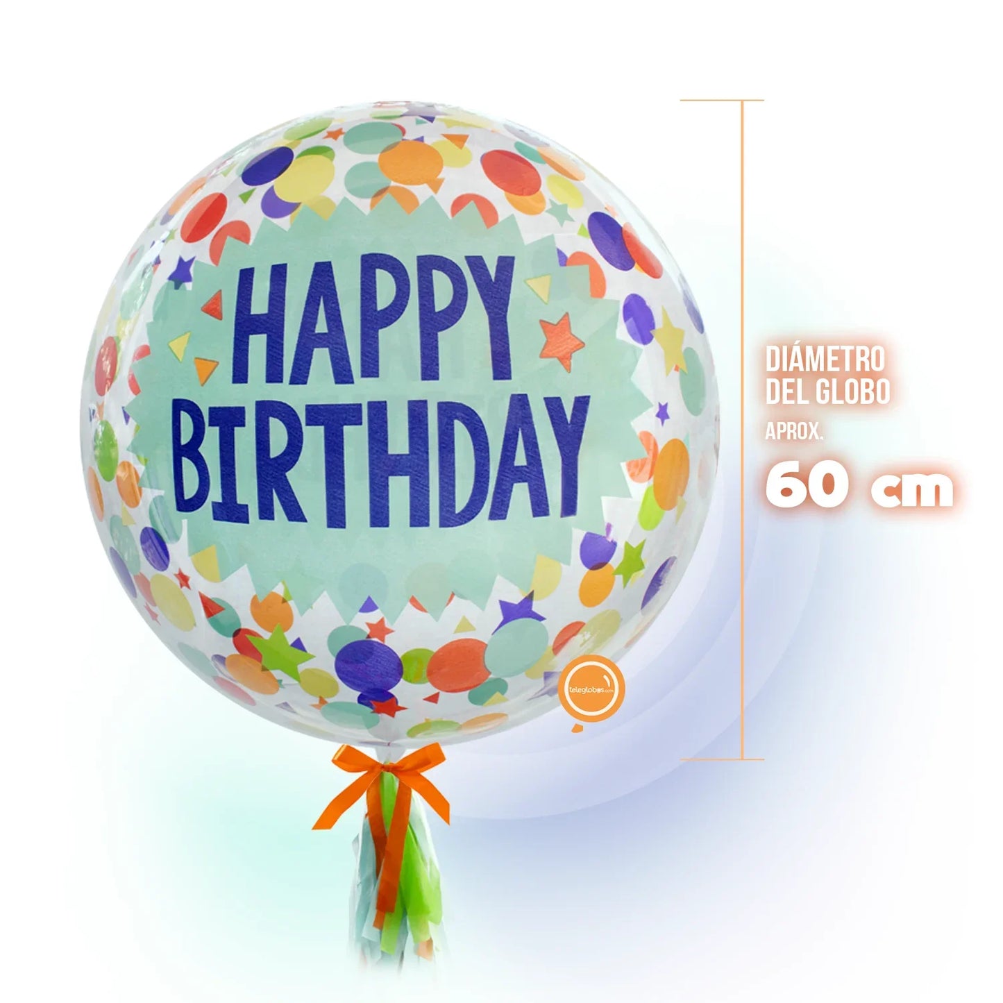 Globo Burbuja de 24" - Happy Birthday Dots & Stars