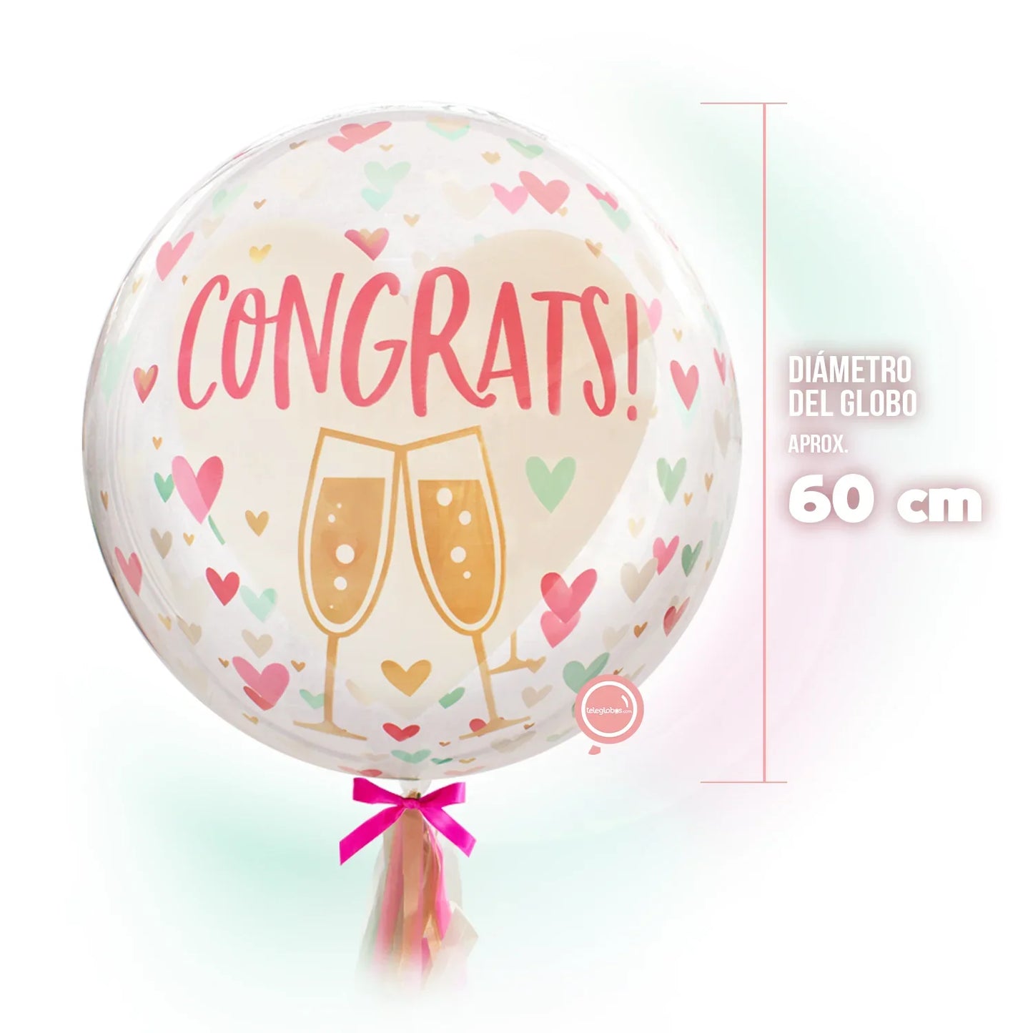 Globo Burbuja de 24" - Congrats Hearts