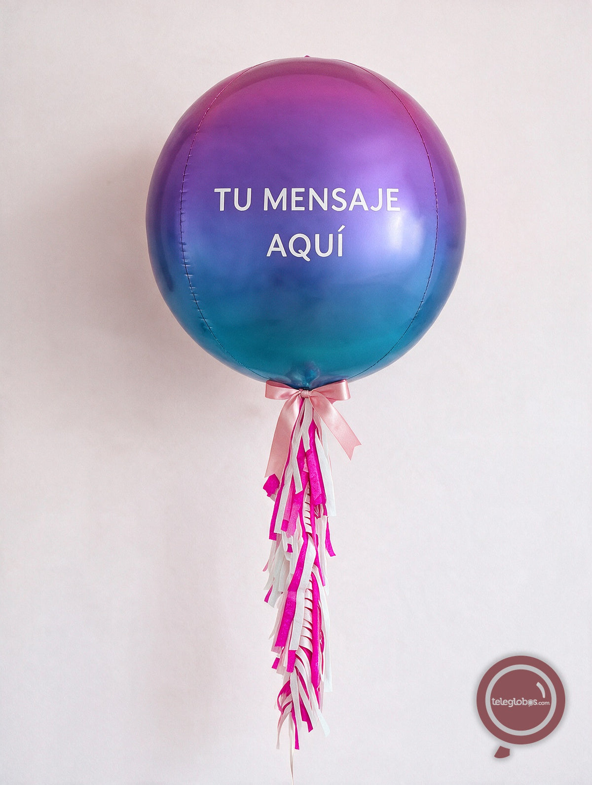 Orbz Ombré Red & Blue con helio personalizado -Escoge el texto-