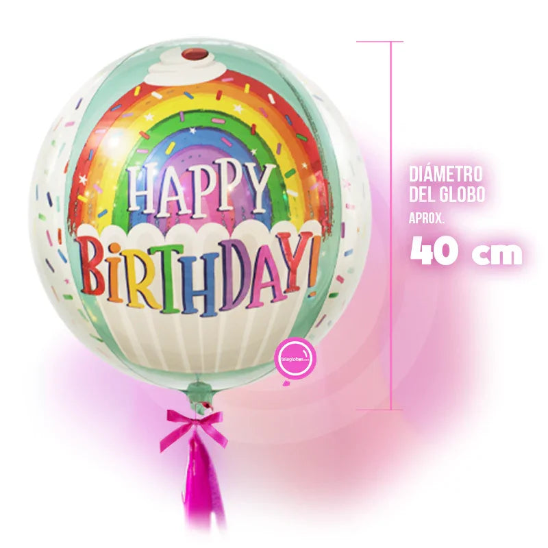 Globo ORBZ de 15" - Happy Birthday Rainbow Sprinkles