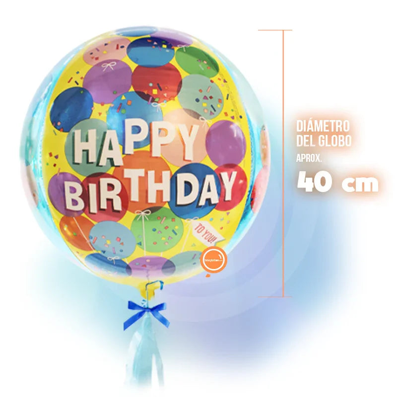 Globo ORBZ de 15" - Happy Birthday Sunny Balloons