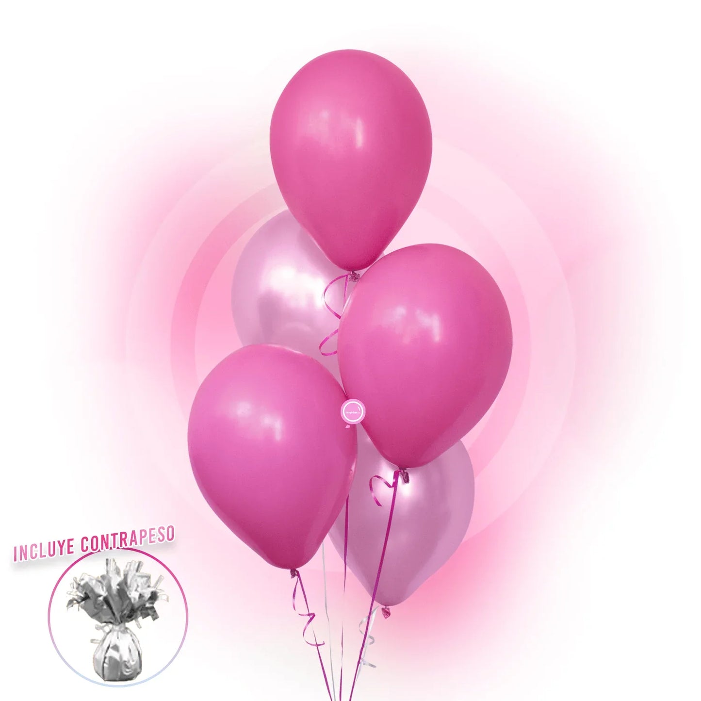 Tower of 5 Latex Balloons 11" Baby Pink Inflated with Helium