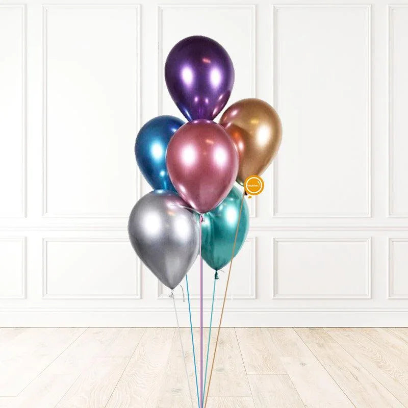 6 Globos de látex Cromo/Chrome inflados con helio 11"