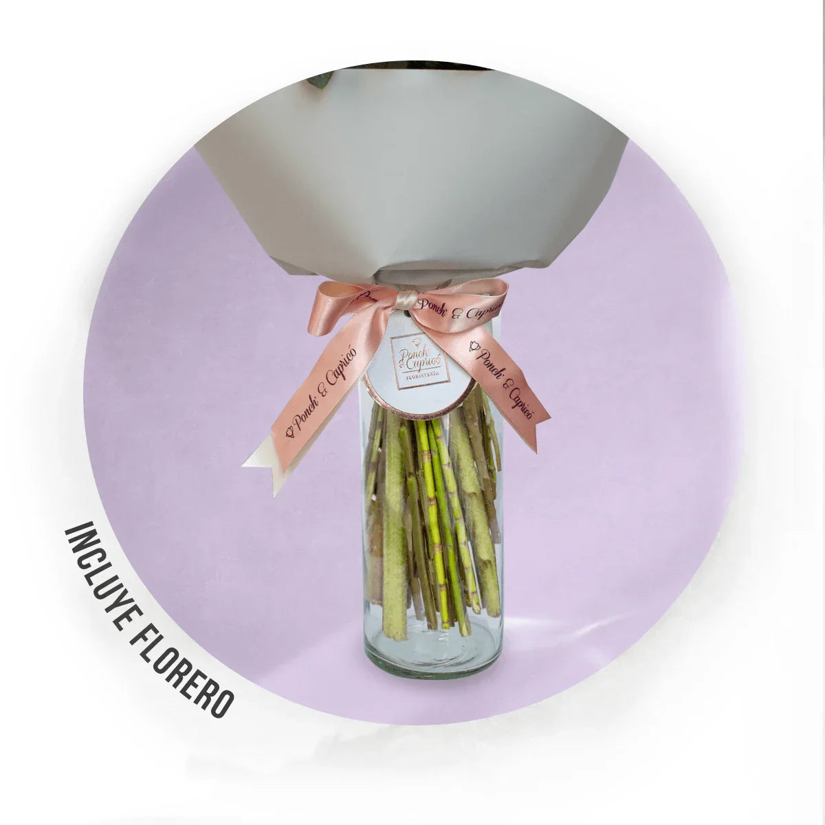 Rosas Blancas, Mini Rosas Hermosas, Mini Rosas Caricia y Lisianthus Pecoté Morado -ALA012-