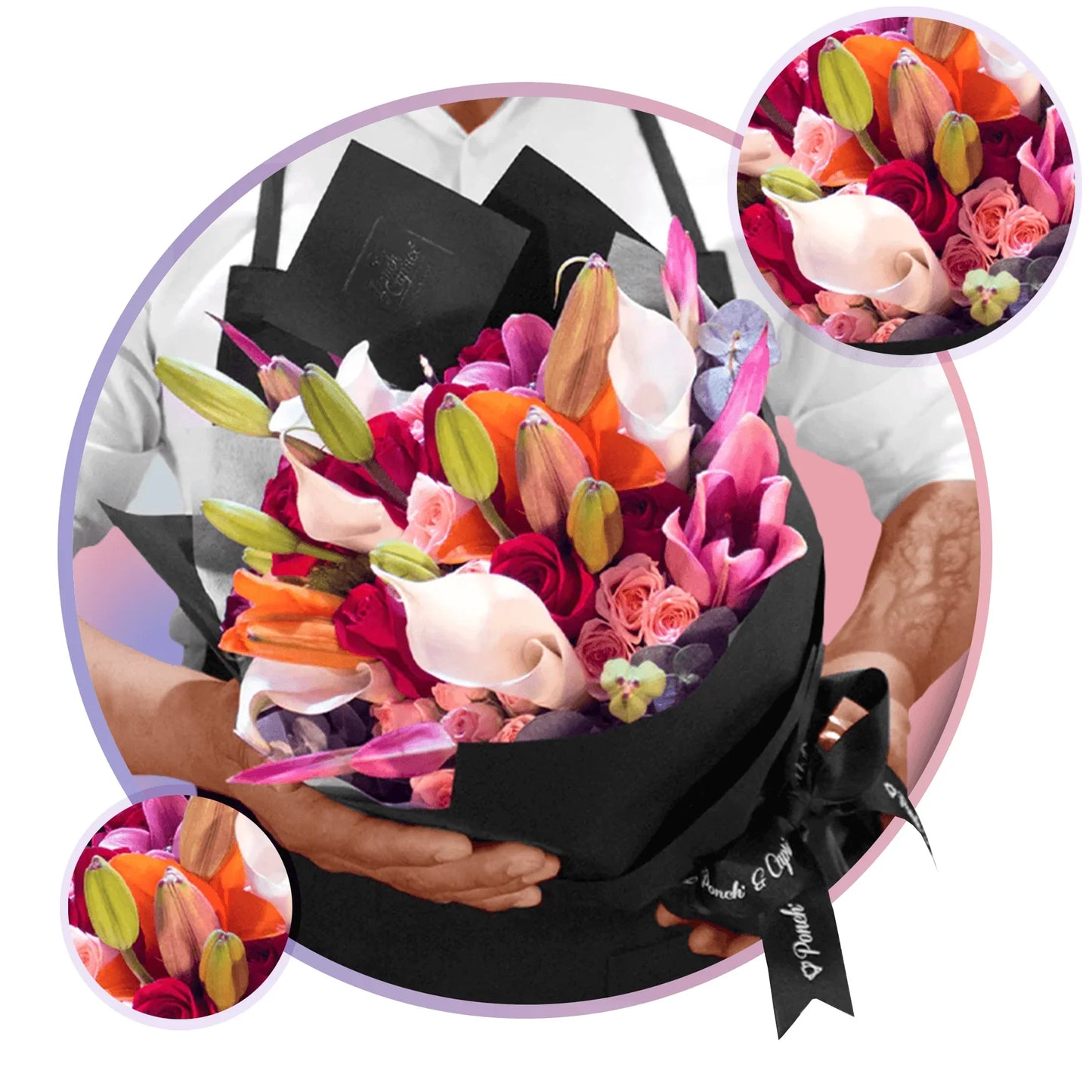 Alcatraz, Rosas, Avecilla y Lillies. Flores CDMX Mexico DF Ponch y Caprico