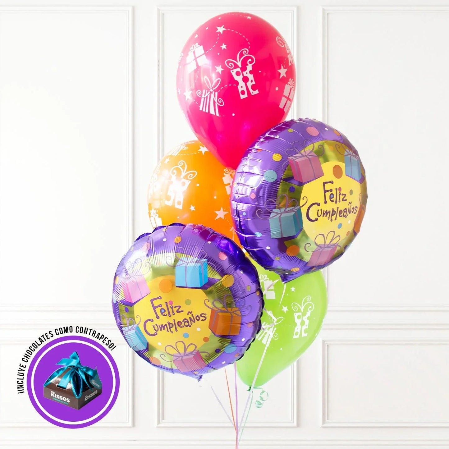 Rosenstrauß und Minirose + Geburtstags-Ballonstrauß -SET004-