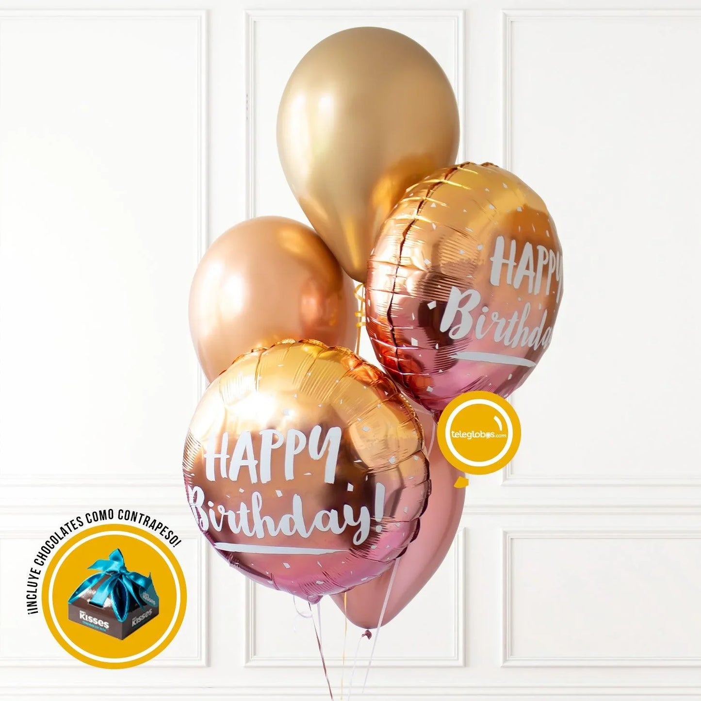 金球奖和生日粉红色的花束-BC236