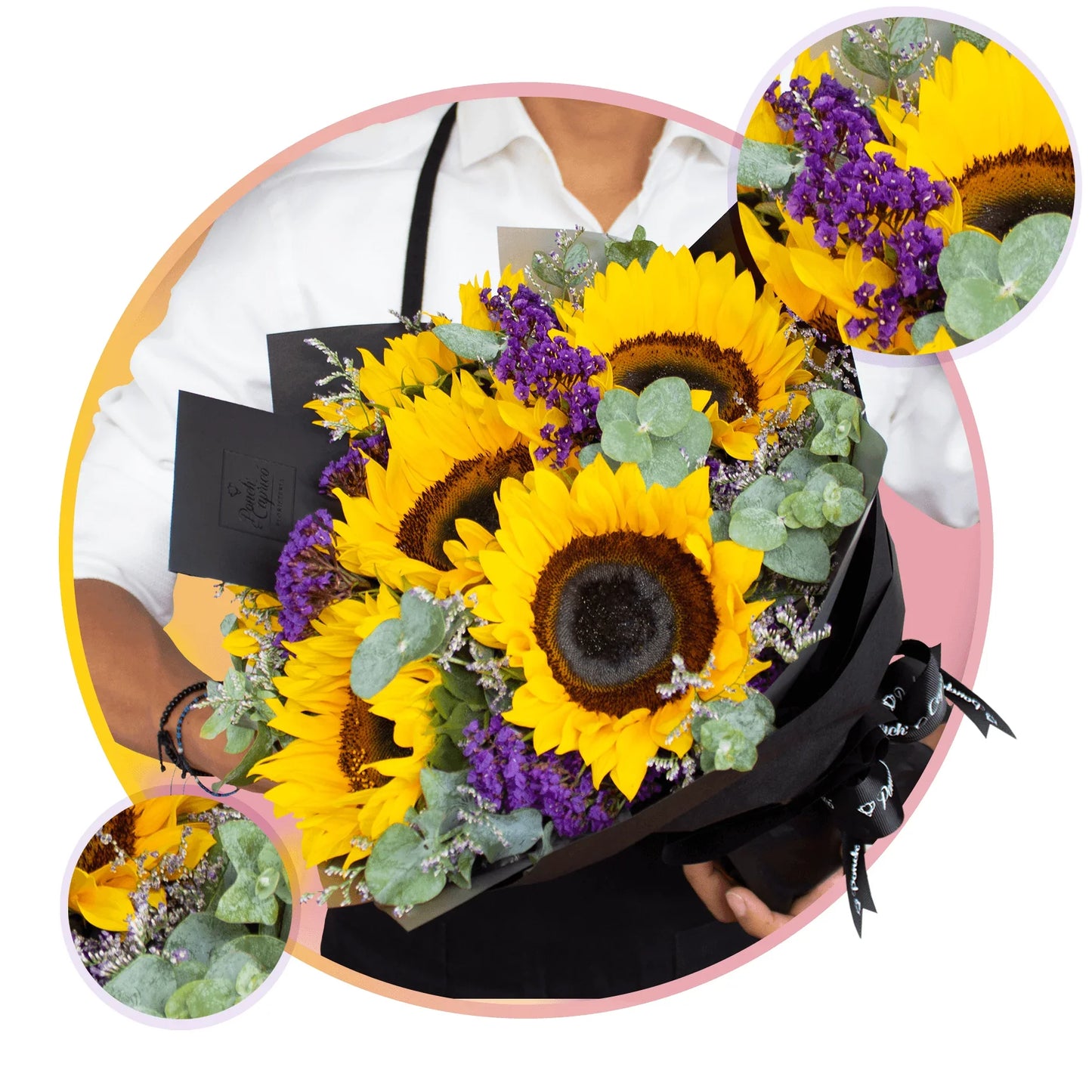 Bouquet de Girasoles, Limonio y Espuma