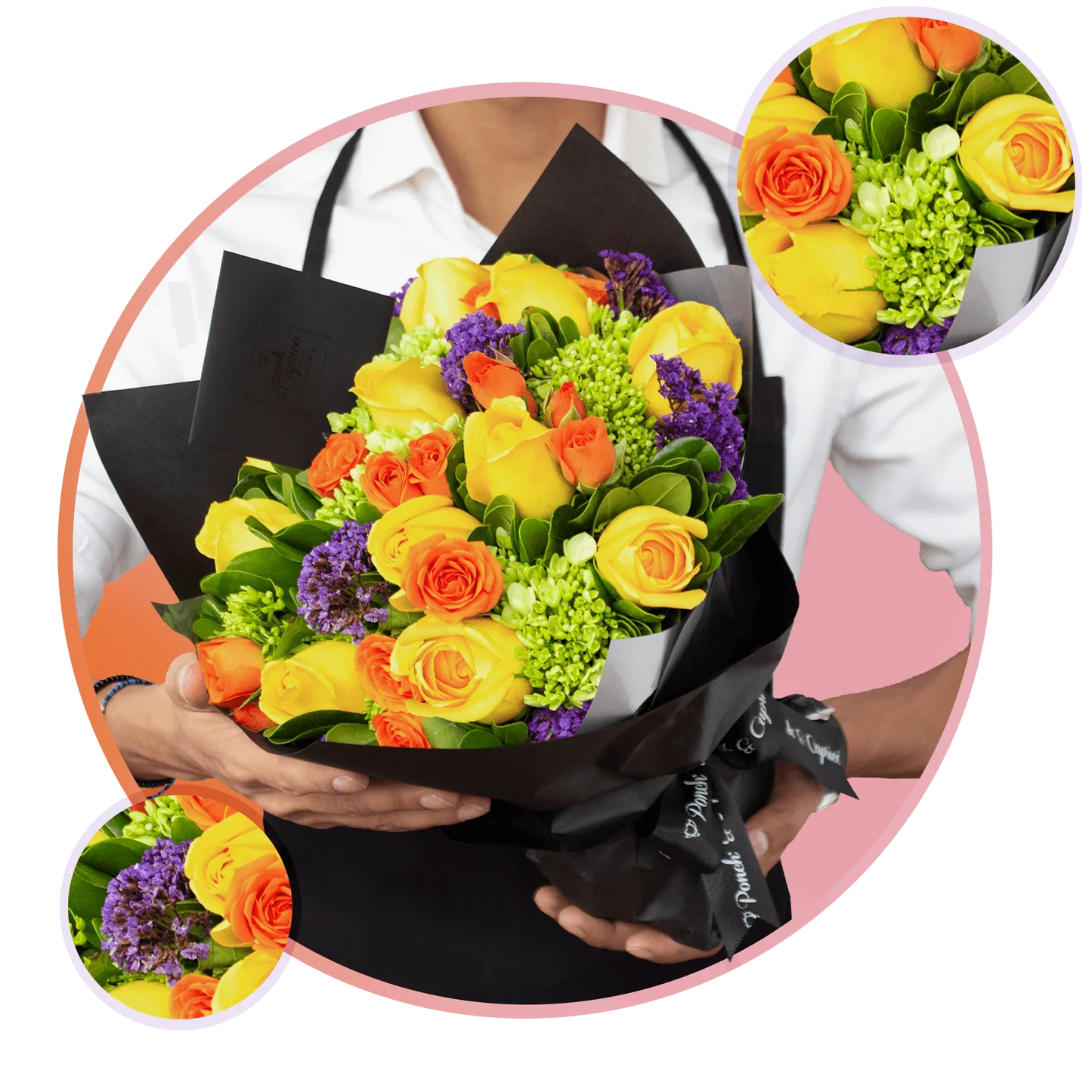 Bouquet de Rosas, Mini Rosas y Hortensias