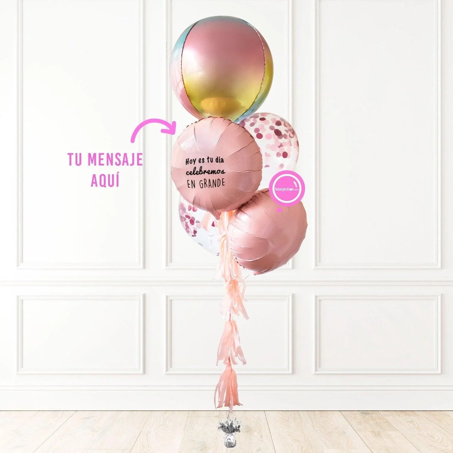 Bunch de globos con helio - Orbz Degradado- personalizado - ONDAS031 | Globos y Regalos Teleglobos.com.mx.