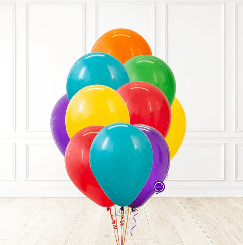 10 Globos de látex unicolor inflados con helio 12"