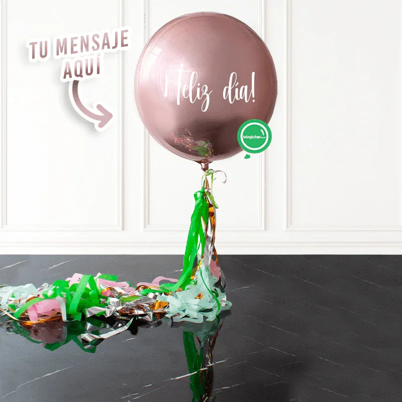 Orbz Rose Gold con helio personalizado -Escoge el texto-