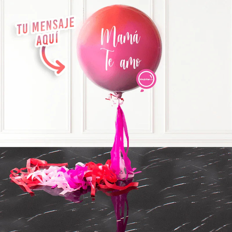 Orbz degradado Rojo/Magenta con helio personalizado -Escoge el texto-