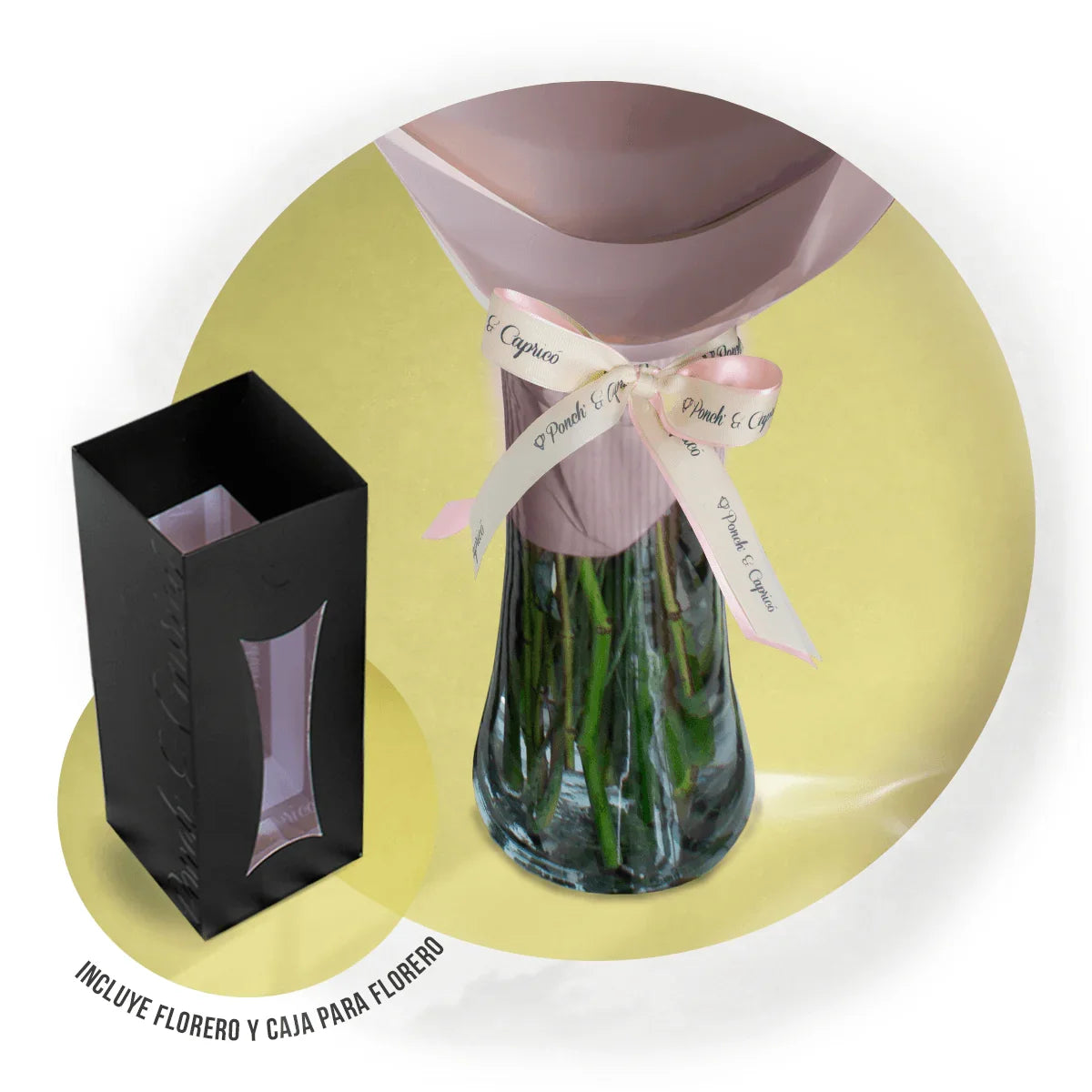 Ramillete de Rosa Señorita Beige. Lisianthus Durazno y Mini Rosa Hermosa - PRAM035