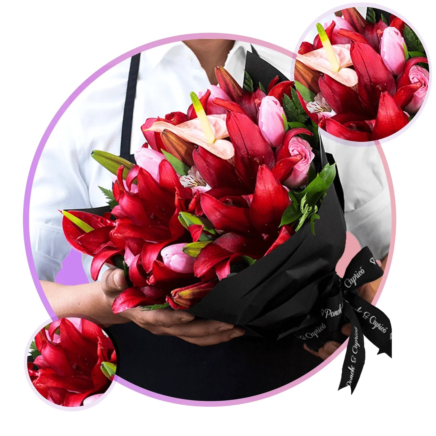 Tulipanes, Lillies y Anturios. Flores a domicilio Ponch y Caprico.