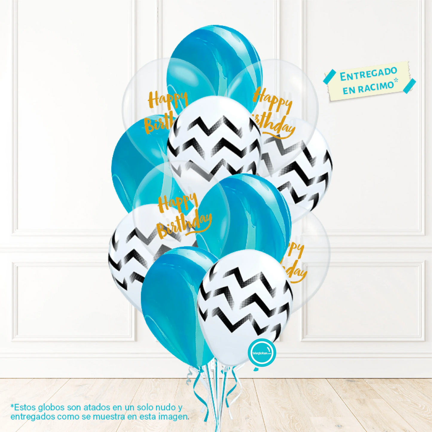 12 globos inflados con helio -Happy Birthday/Ágata- Bio* -RAC015- | Globos y Regalos Teleglobos.com.mx.