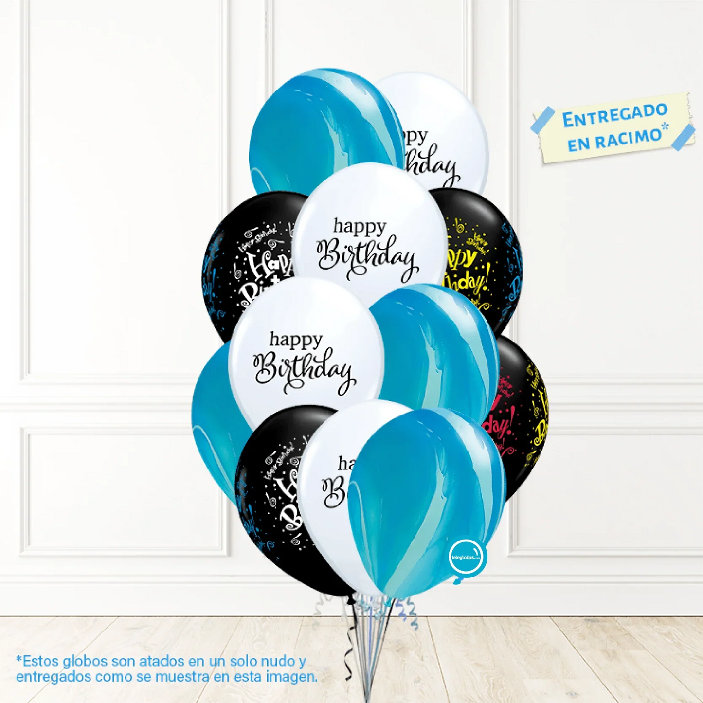 12 globos inflados con helio -Birthday & Ágata- Bio* -RAC004-.