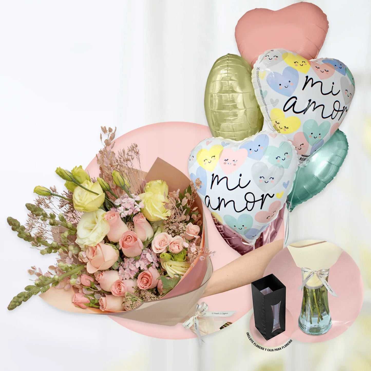 Bouquet de Lisianthus, Roses et Mini Roses - PRAM042 -