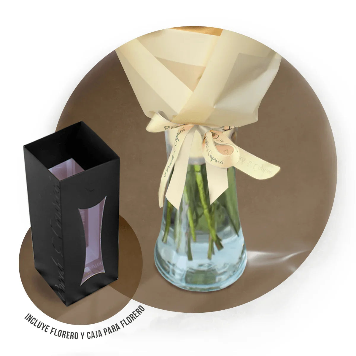 Ramillete de Rosas Mix, Mini Rosa Señorita, Anturio Dorado y Lisianthus Magenta - PRAM045 -