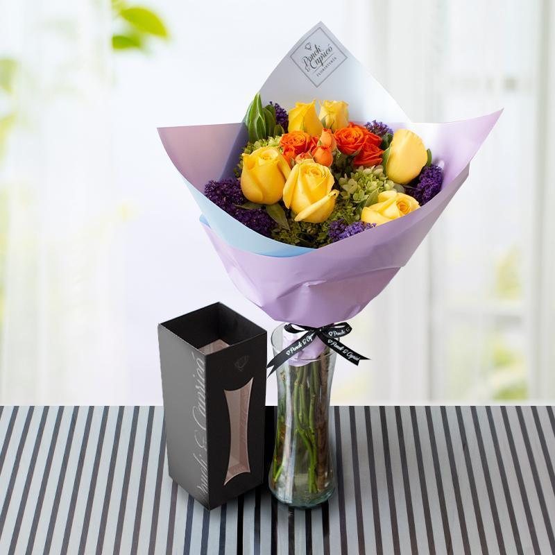 Букет роз и мини-роз + букет воздушных шаров на день рождения -SET013-