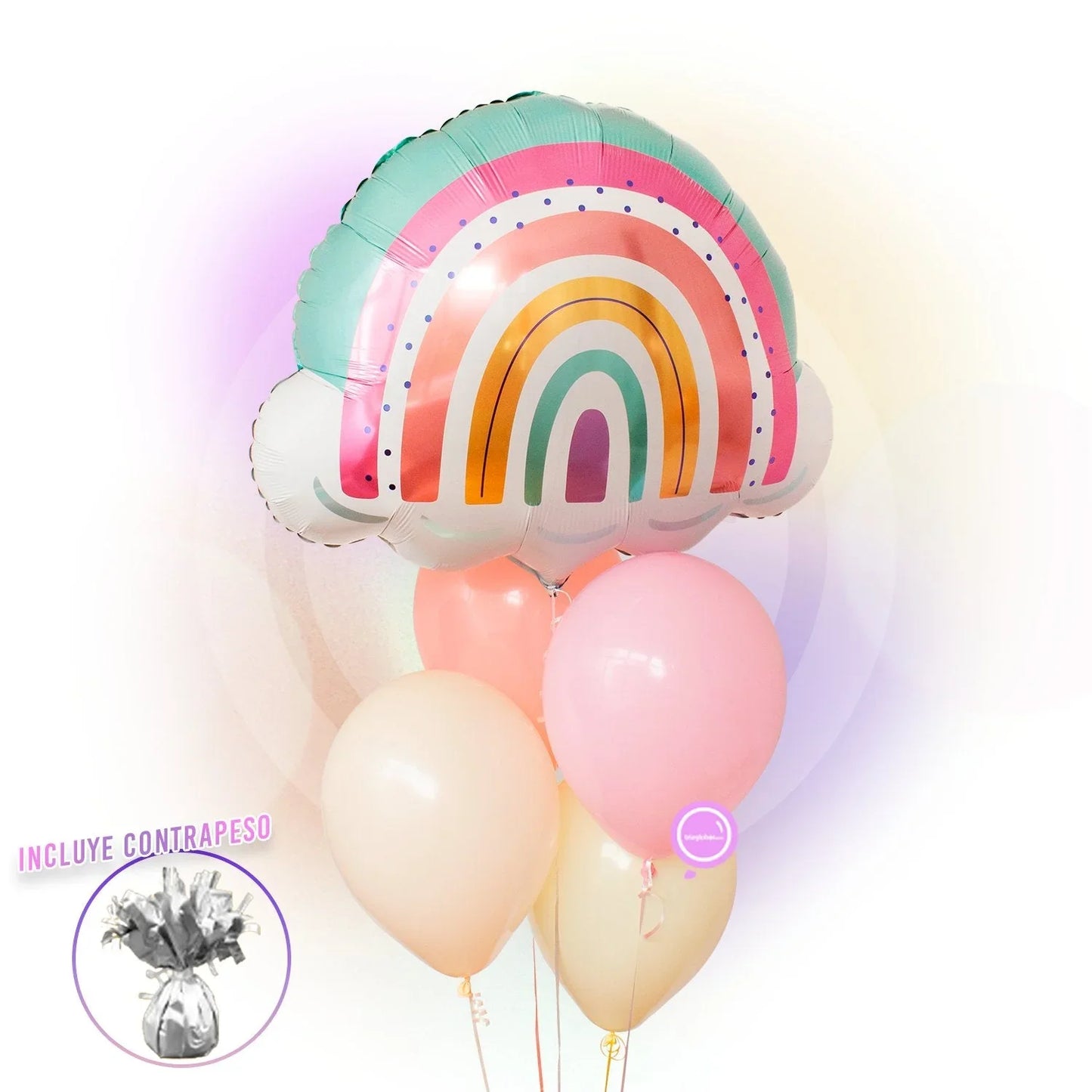 Bunch de Globos Inflados con Helio -Rainbow Boho-